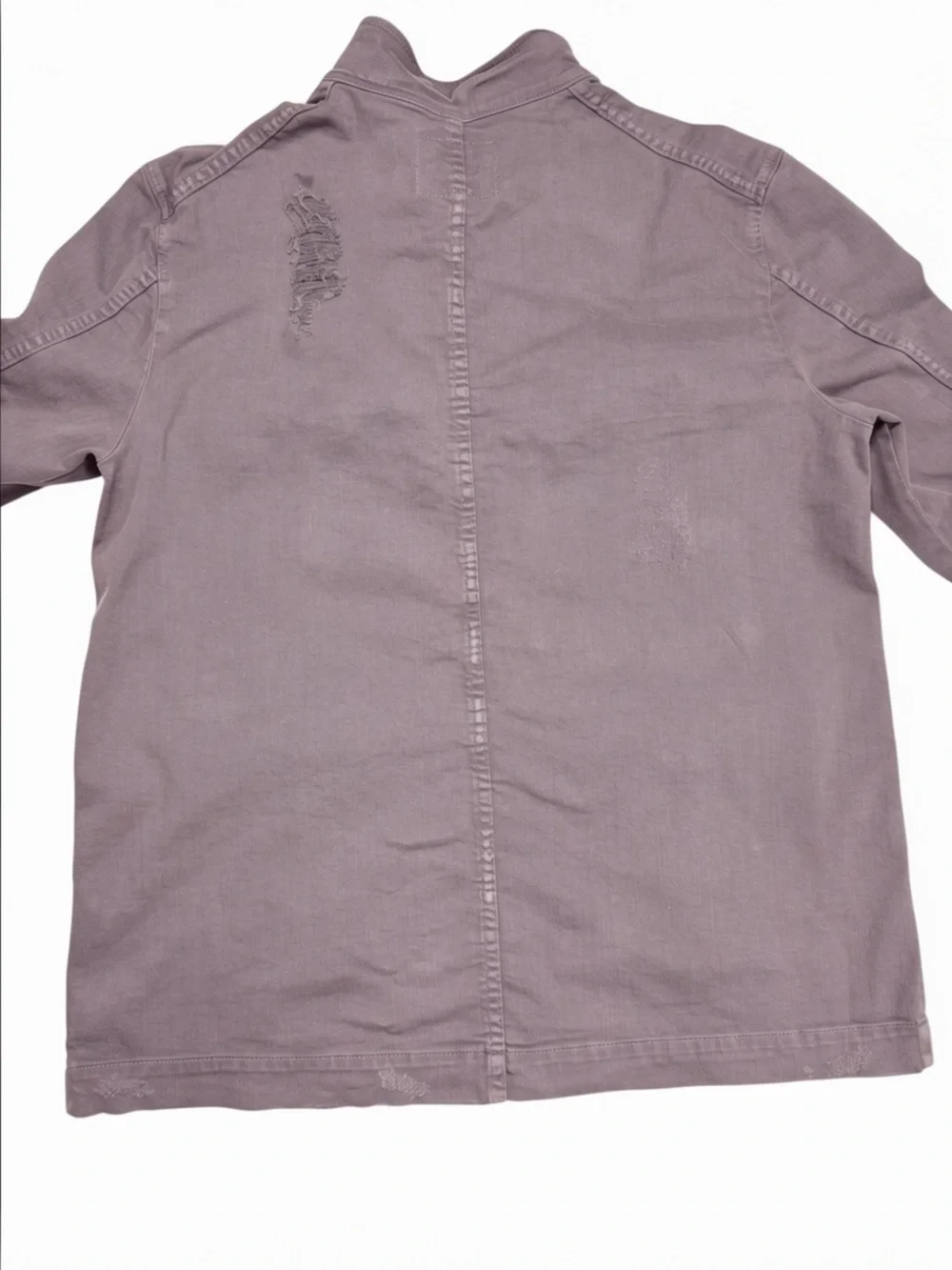 True Religion Brand Jeans Distressed Military Cotton Jacket In Charcoal Size 3XL